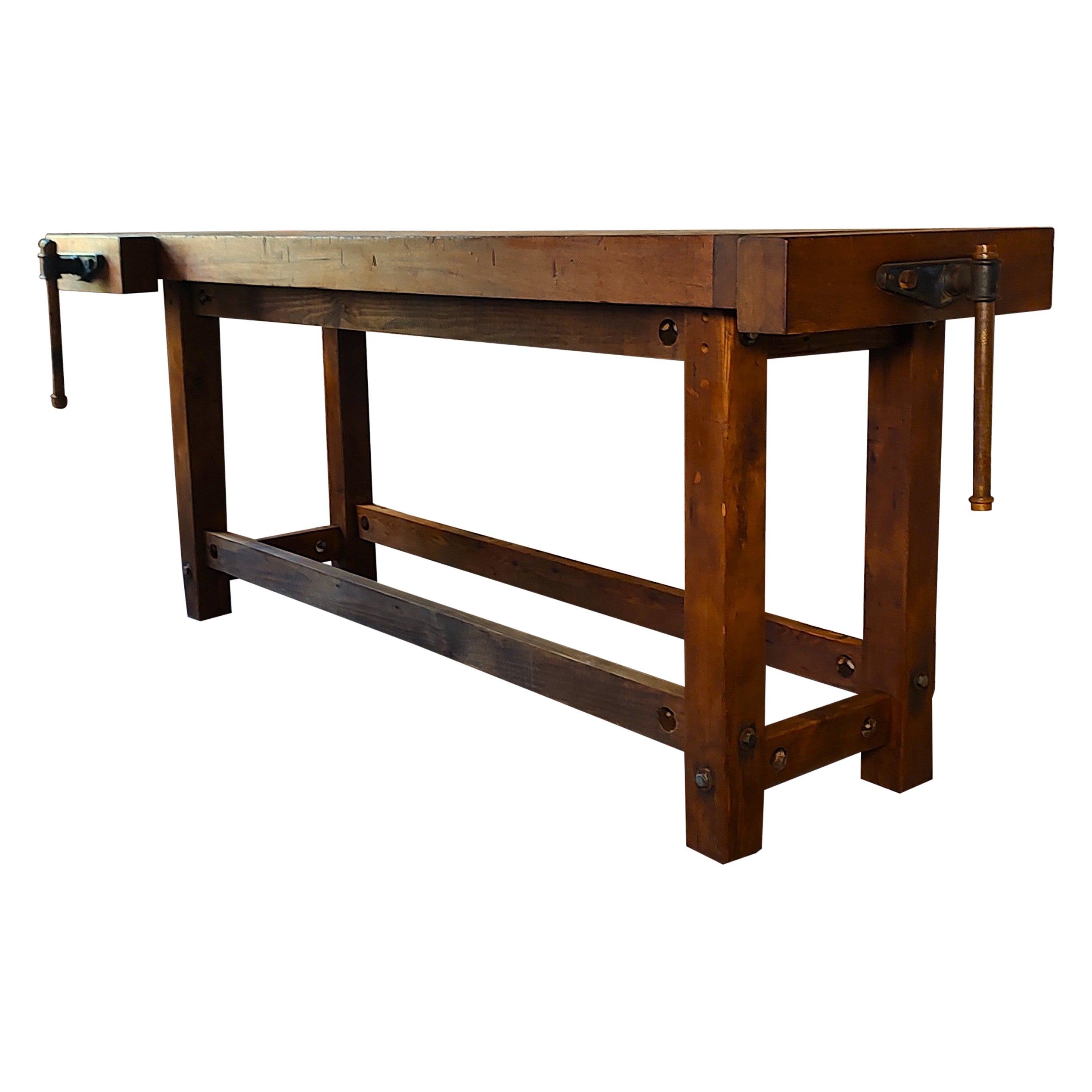 Grand étau double Vintage Établi de menuisier en vente