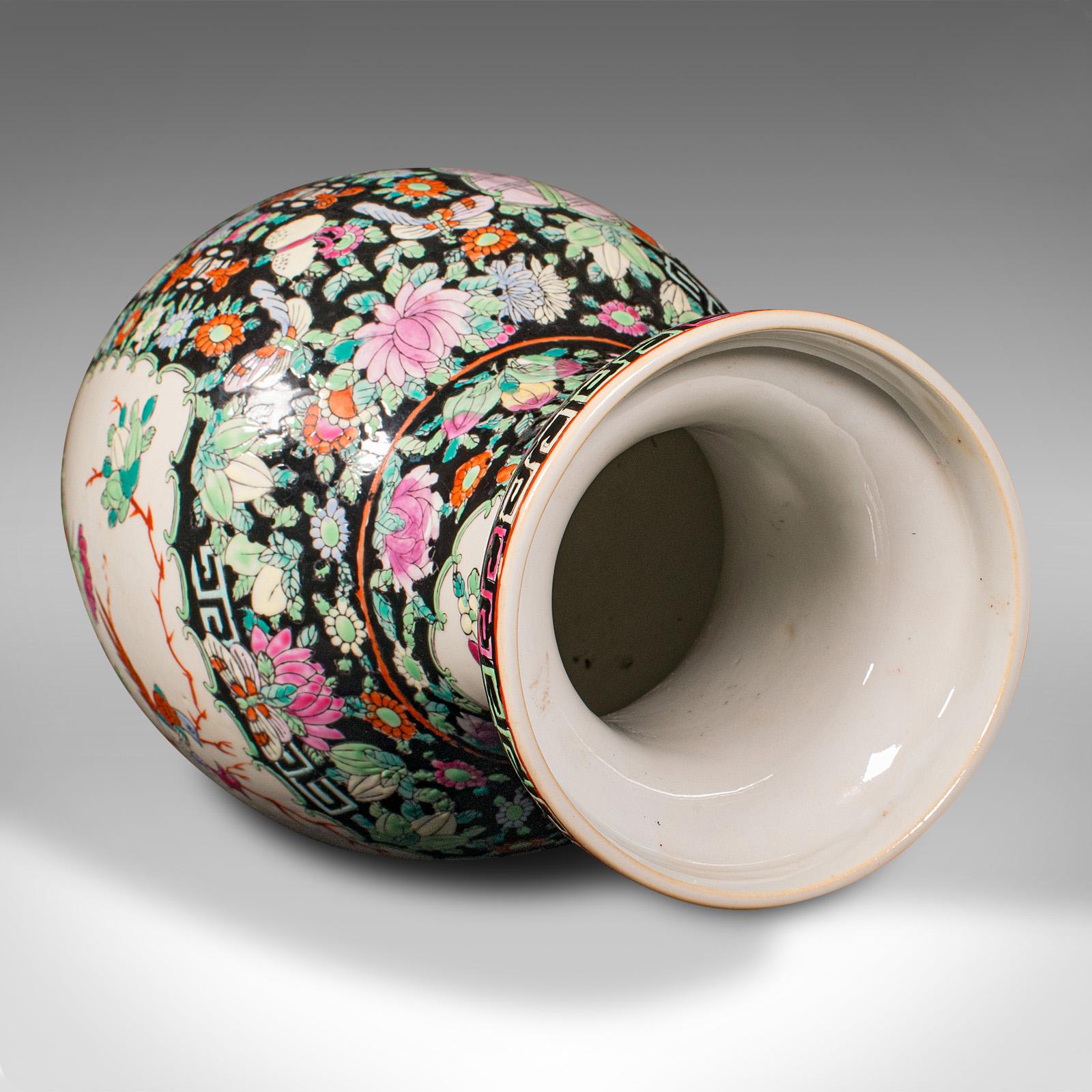 Tall Vintage Flower Vase, Chinese, Ceramic, Display Urn, Art Deco, Mid Century For Sale 6