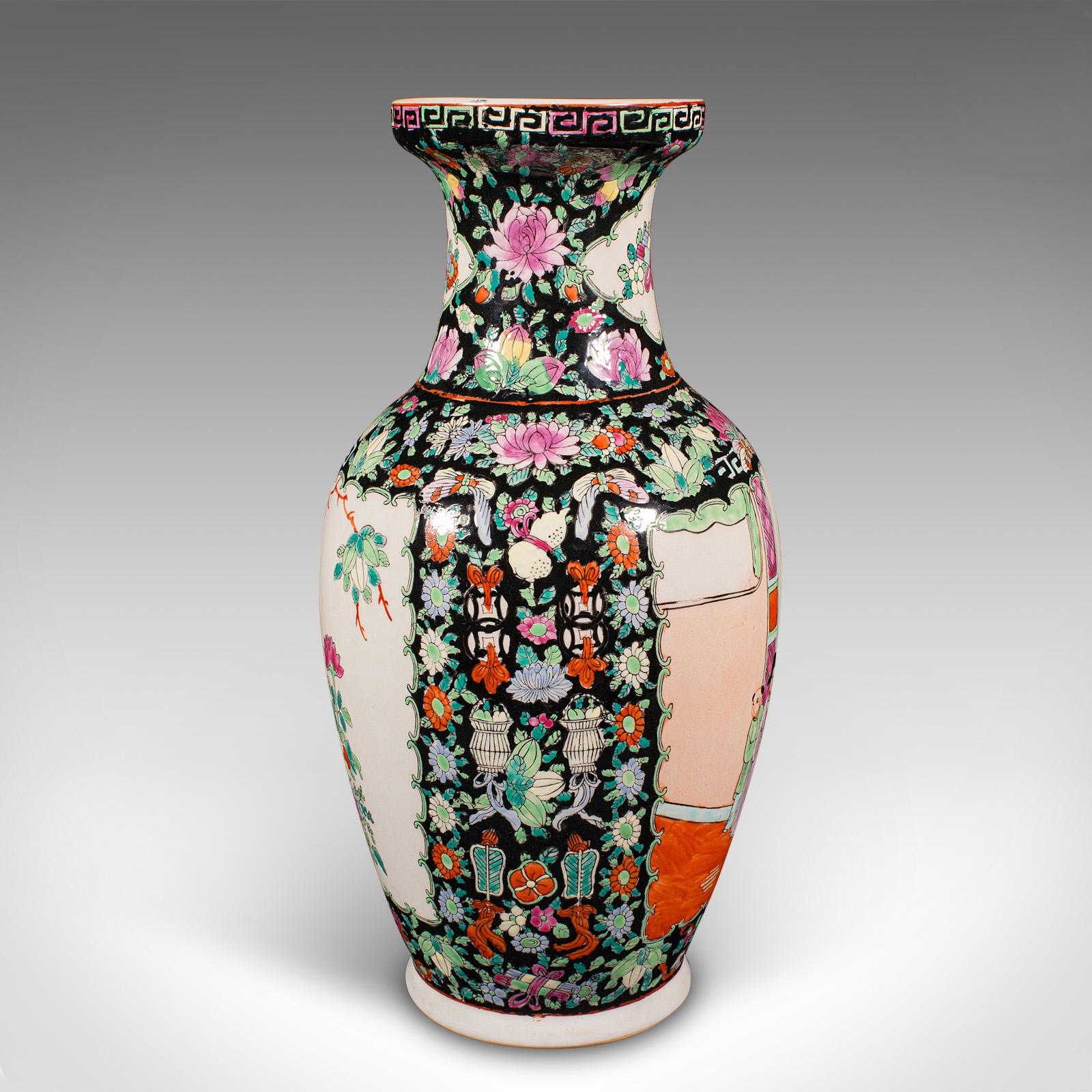 Mid-Century Modern Tall Vintage Flower Vase, Chinese, Ceramic, Display Urn, Art Deco, Mid Century For Sale
