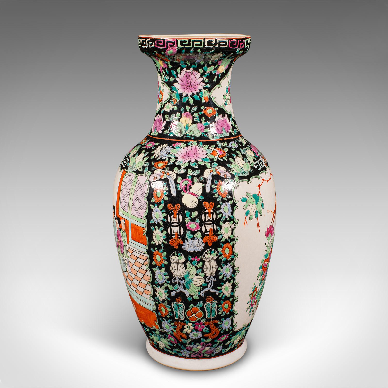 20th Century Tall Vintage Flower Vase, Chinese, Ceramic, Display Urn, Art Deco, Mid Century For Sale