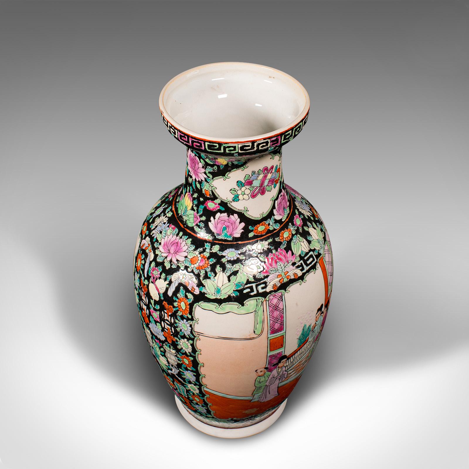 Tall Vintage Flower Vase, Chinese, Ceramic, Display Urn, Art Deco, Mid Century For Sale 1
