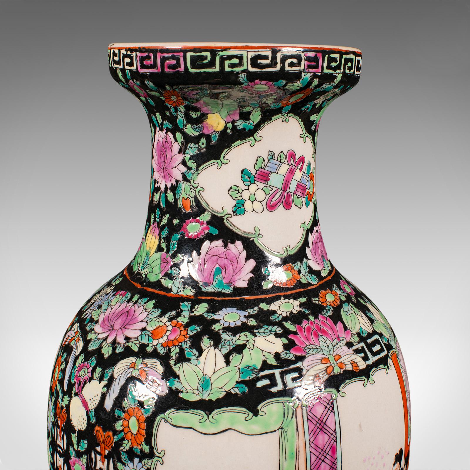 Tall Vintage Flower Vase, Chinese, Ceramic, Display Urn, Art Deco, Mid Century For Sale 2