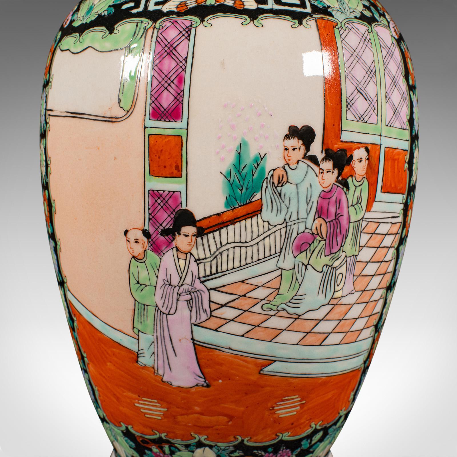 Tall Vintage Flower Vase, Chinese, Ceramic, Display Urn, Art Deco, Mid Century For Sale 3