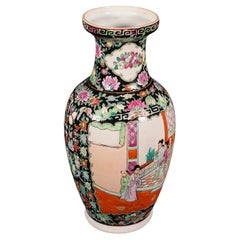 Tall Vintage Flower Vase, Chinese, Ceramic, Display Urn, Art Deco, Mid Century
