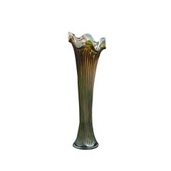 Tall Vintage Flower Vase, English, Decorative, Glass, Carnival, 20th Century