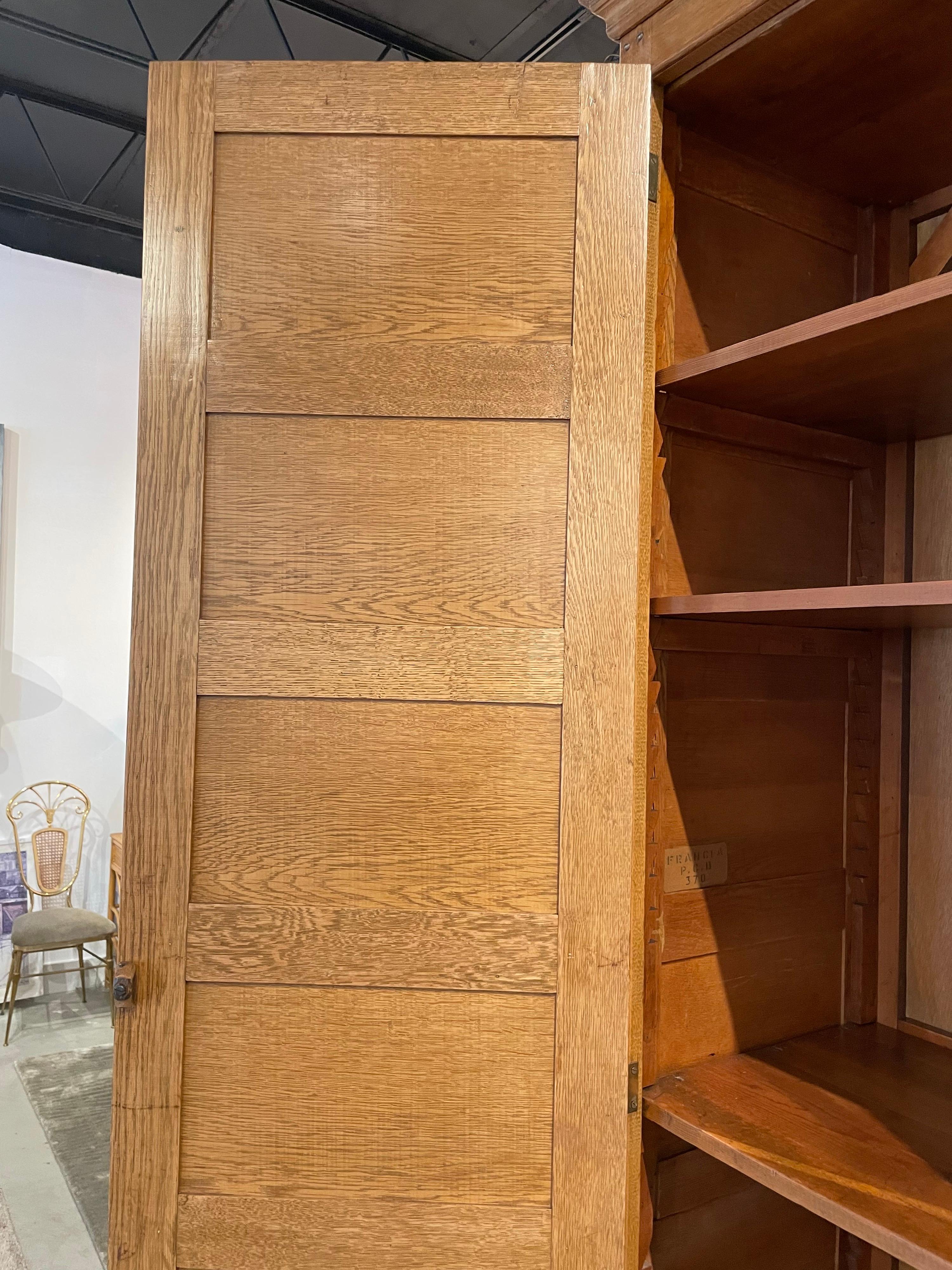 Tall Vintage French Oak Cabinet, Manner of Jacques Adnet For Sale 7