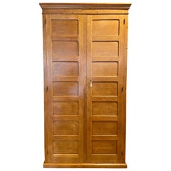 Tall Vintage French Oak Cabinet, Manner of Jacques Adnet
