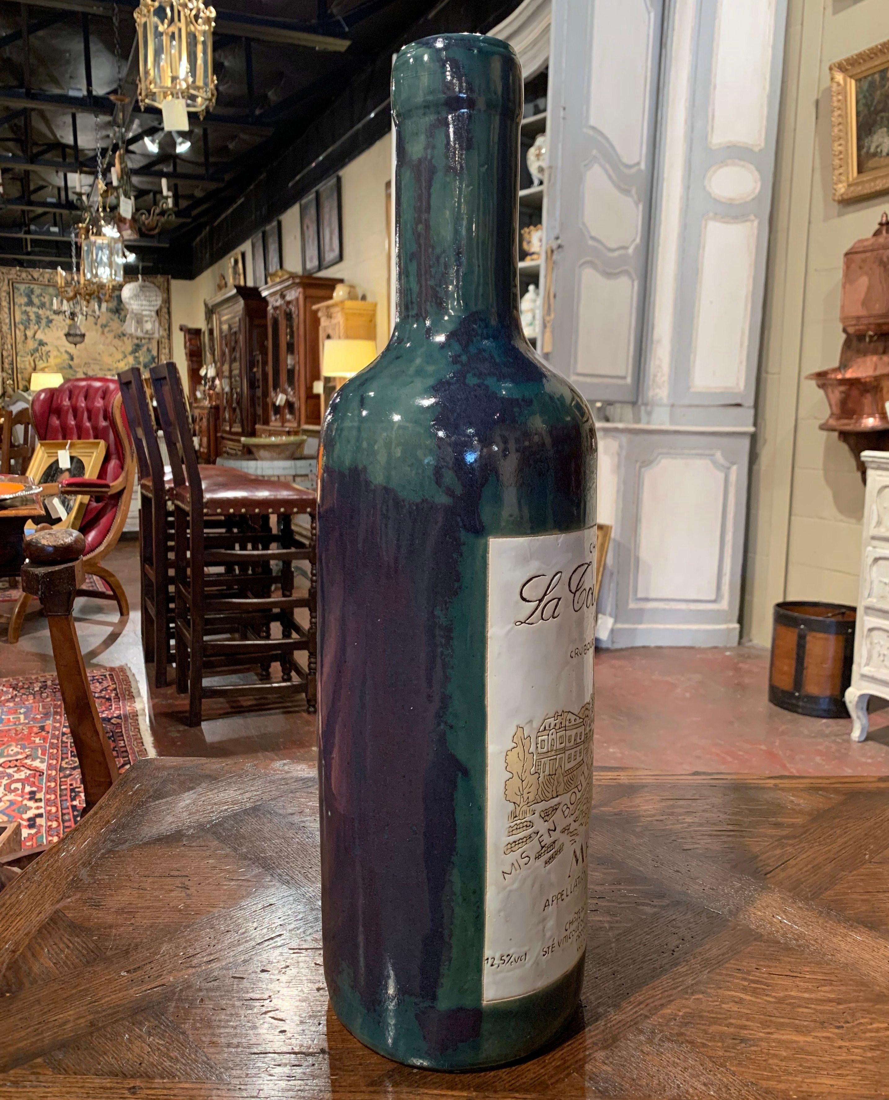 Tall Vintage French Trompe L'Oeil Ceramic Methuselah Wine Bottle of Bordeaux 2