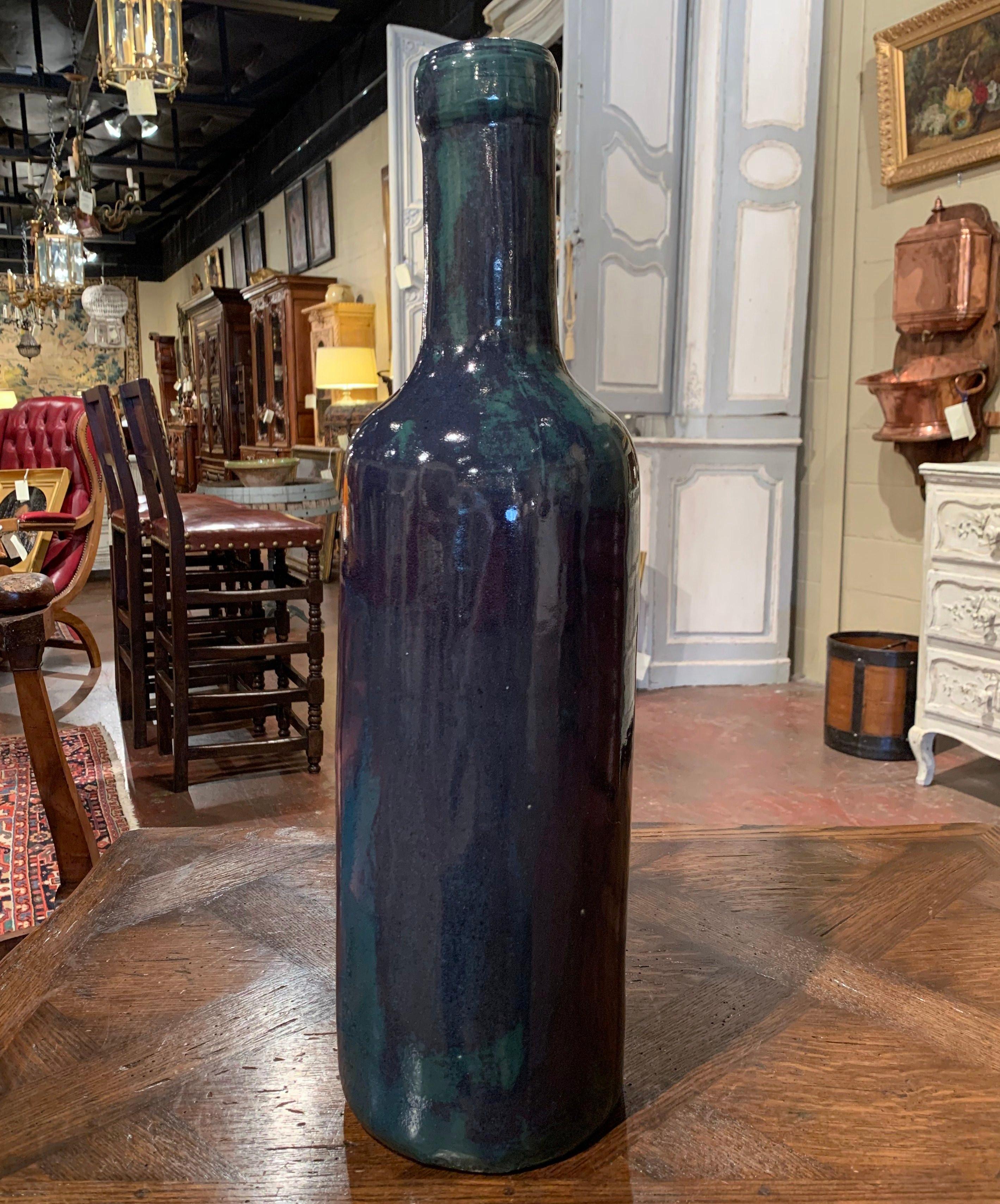 Tall Vintage French Trompe L'Oeil Ceramic Methuselah Wine Bottle of Bordeaux 1