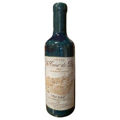 Tall Vintage French Trompe L'Oeil Ceramic Methuselah Wine Bottle of Bordeaux