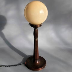Tall Vintage Glass Globe Table Lamp, Hungary, 1930s
