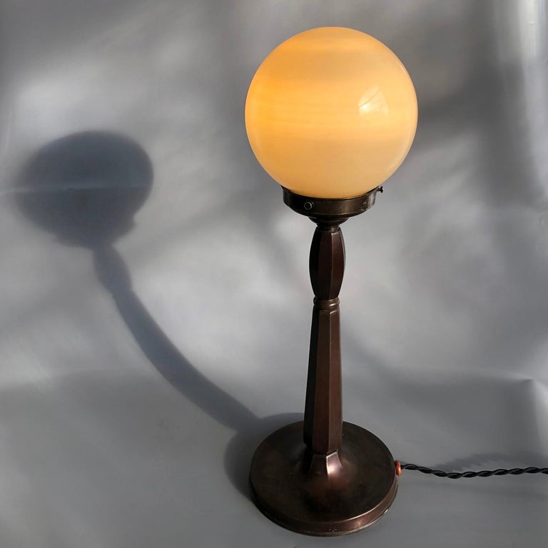 Tall Vintage Glass Globe Table Lamp, Hungary, 1930s For Sale at 1stDibs