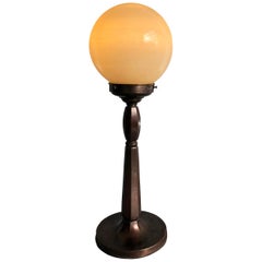 Tall Vintage Glass Globe Table Lamp, Hungary, 1930s
