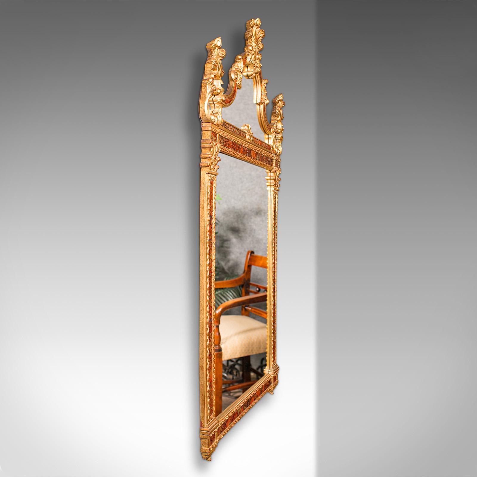 European Tall Vintage Hall Mirror, Continental, Gilt Gesso, Glass, Overmantle, Italianate For Sale