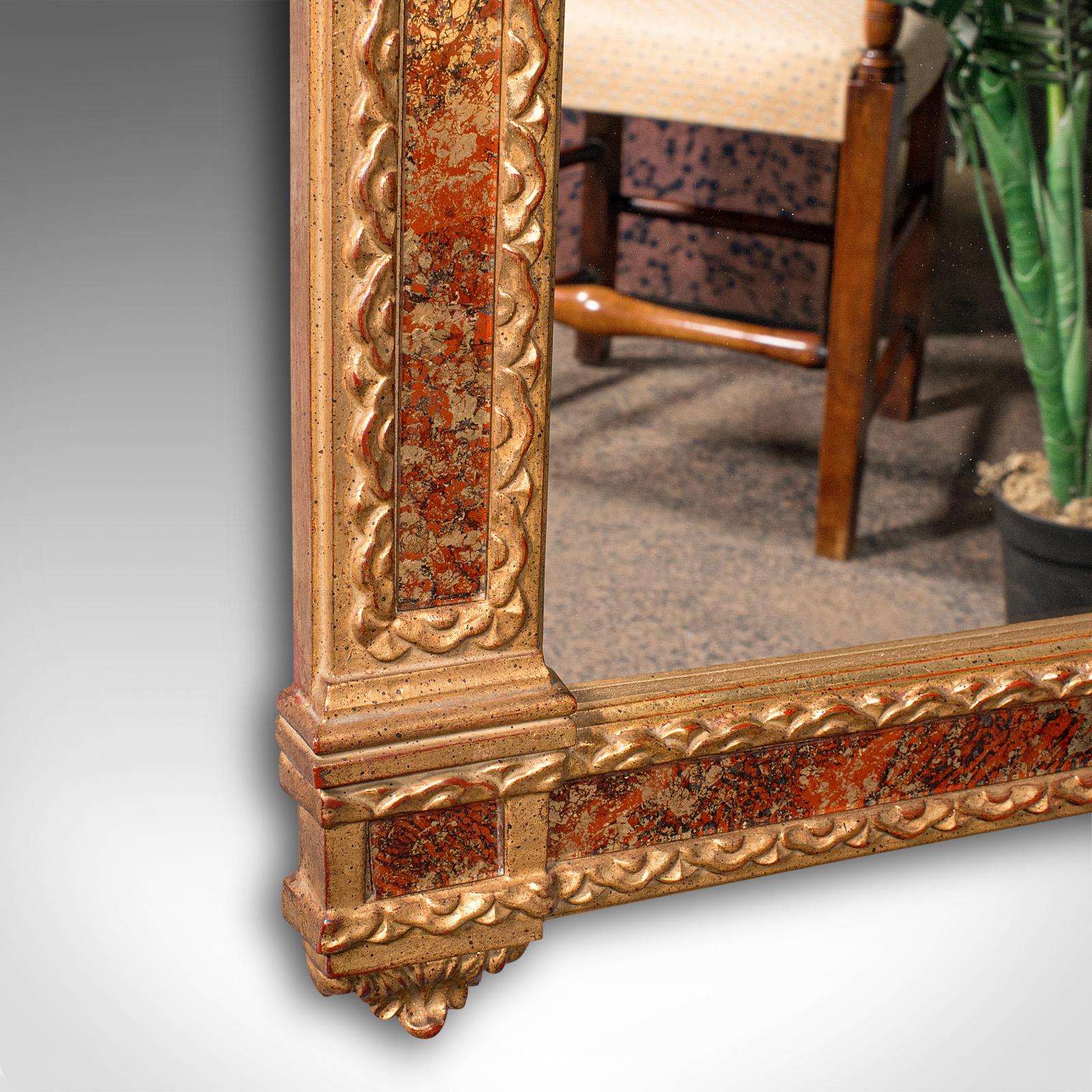 Tall Vintage Hall Mirror, Continental, Gilt Gesso, Glass, Overmantle, Italianate For Sale 3
