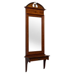 Tall, Vintage Hall Mirror, French, Walnut, Glass, Hallway, Portrait, circa 1930