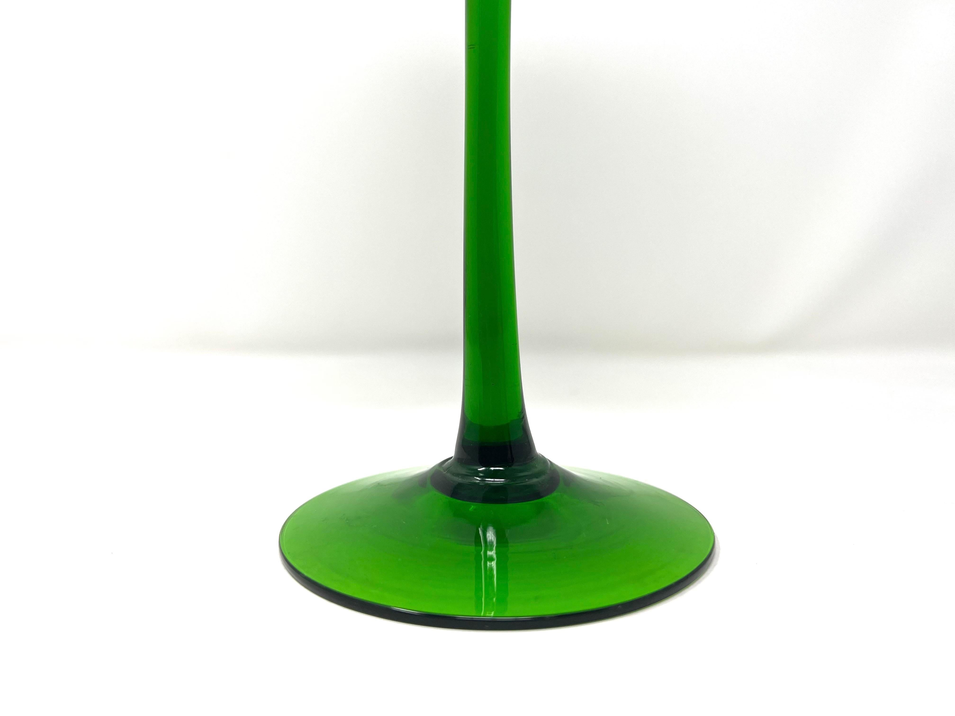 Tall Vintage Italian Green Glass Goblet after Carlo Moretti, Murano In Good Condition For Sale In Chicago, IL