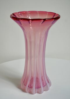 Tall Vintage Italian Murano Pink Glass Vase