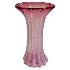 Tall Vintage Italian Murano Pink Glass Vase