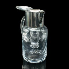 Tall Vintage Lemonade Pitcher, English, Glass, Cordial Cooler Jug, Mid Century
