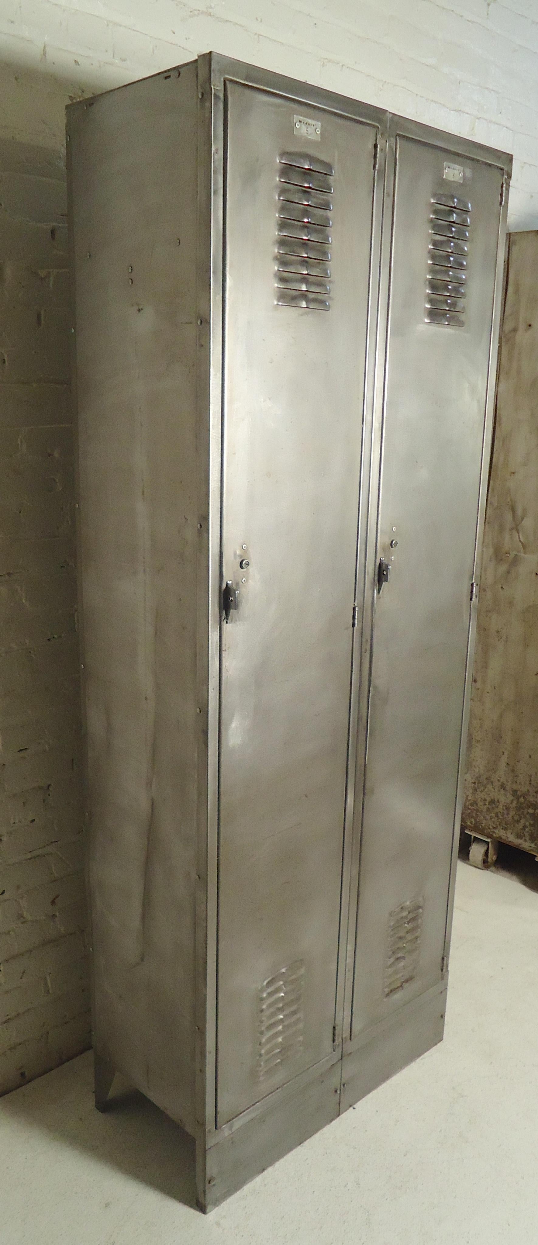 Industrial metal locker unit restored in a bare metal style finish. Great for modern home or office storage.
(Please confirm item location - NY or NJ - with dealer).
 