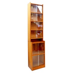 Tall Vintage Mid Century Glazed Bookcase - 1960s - W:47cm