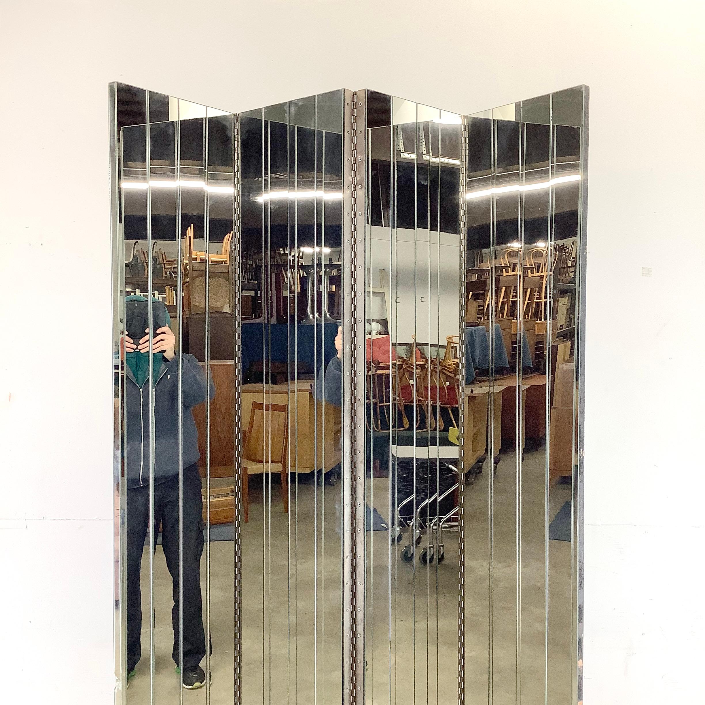 Unknown Tall Vintage Mirrored Room Divider or Decorative Screen