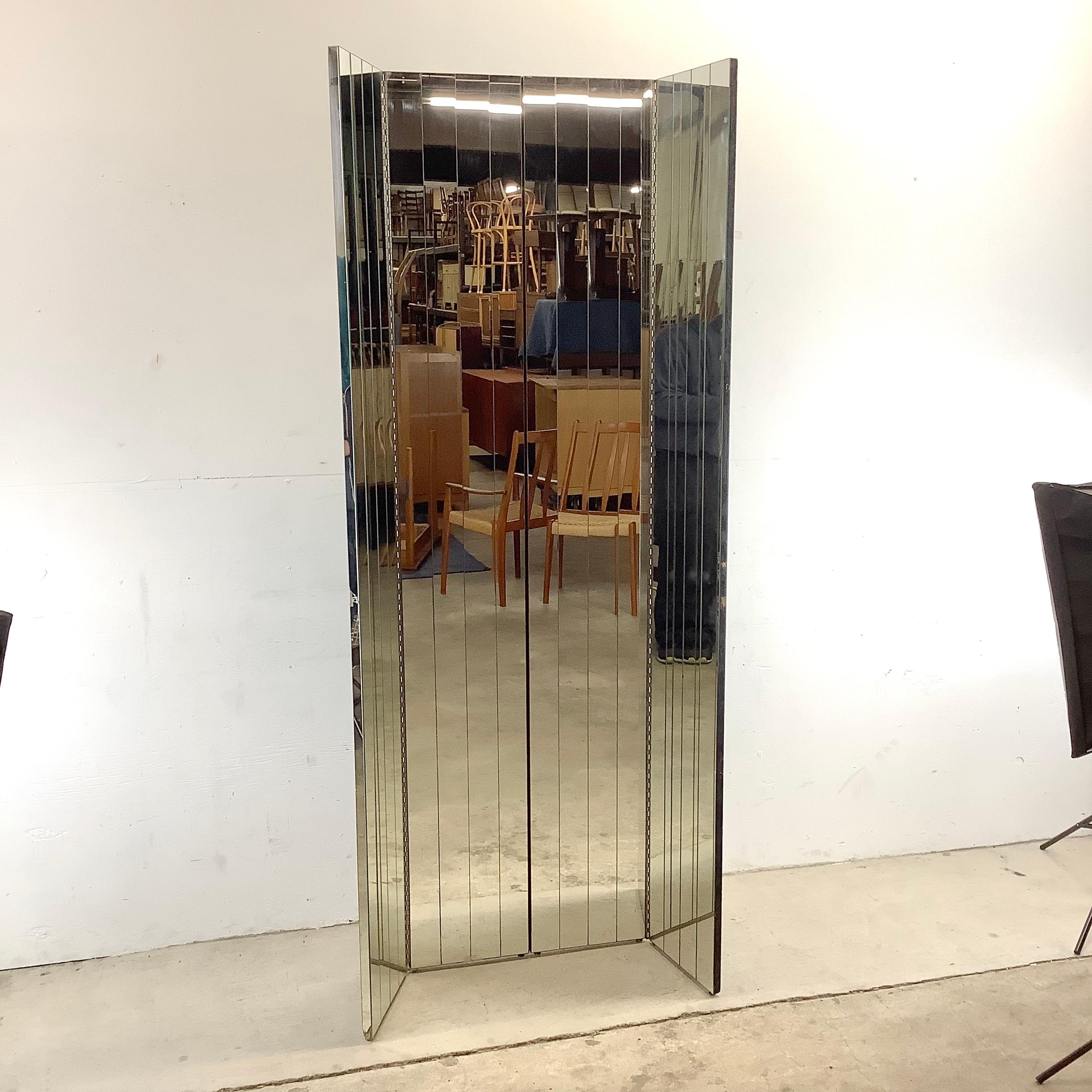 Tall Vintage Mirrored Room Divider or Decorative Screen In Good Condition In Trenton, NJ