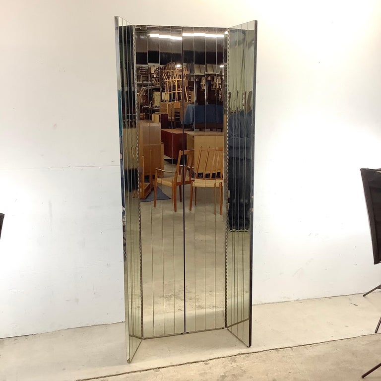 Tall Vintage Mirrored Room Divider or Decorative Screen For Sale at 1stDibs