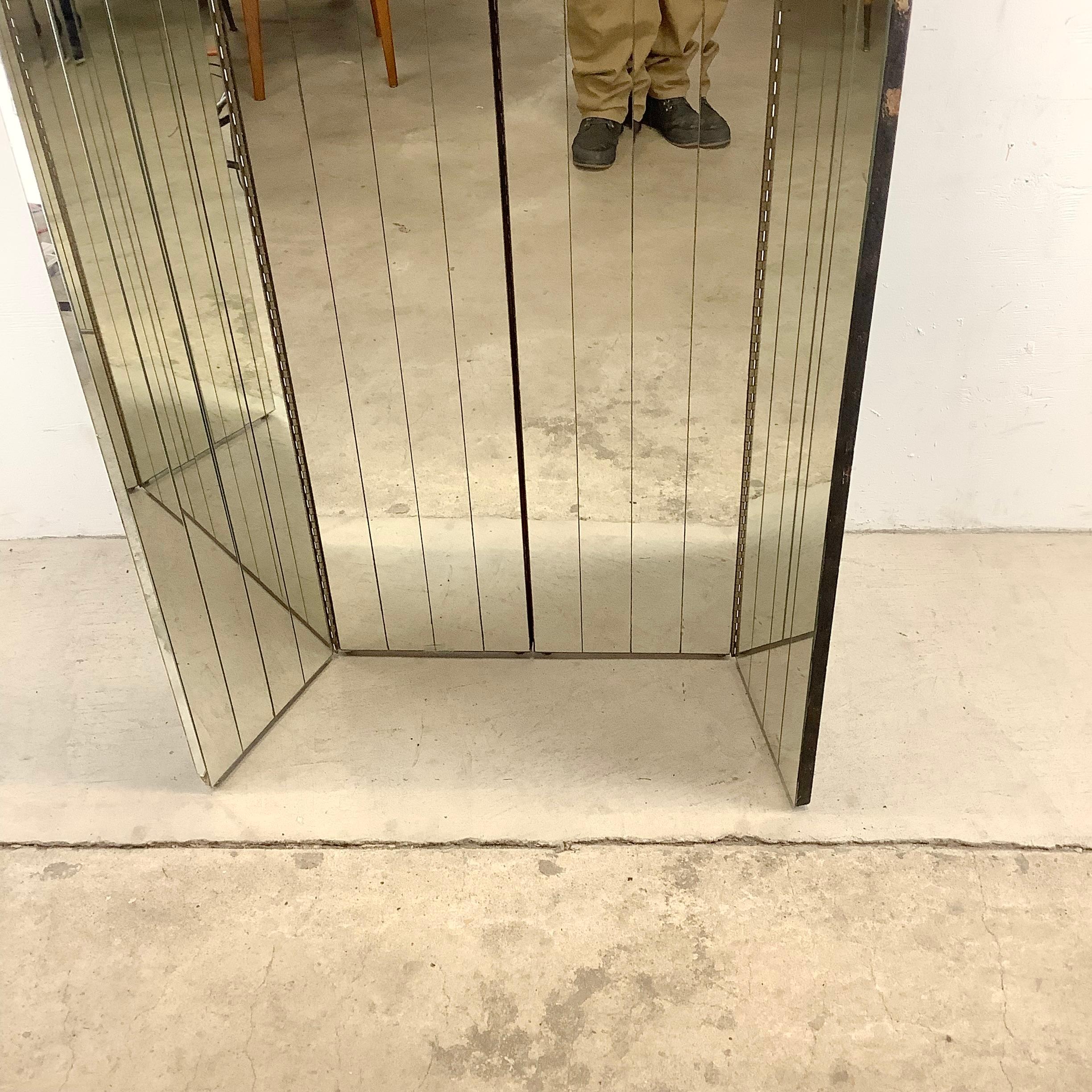 20th Century Tall Vintage Mirrored Room Divider or Decorative Screen