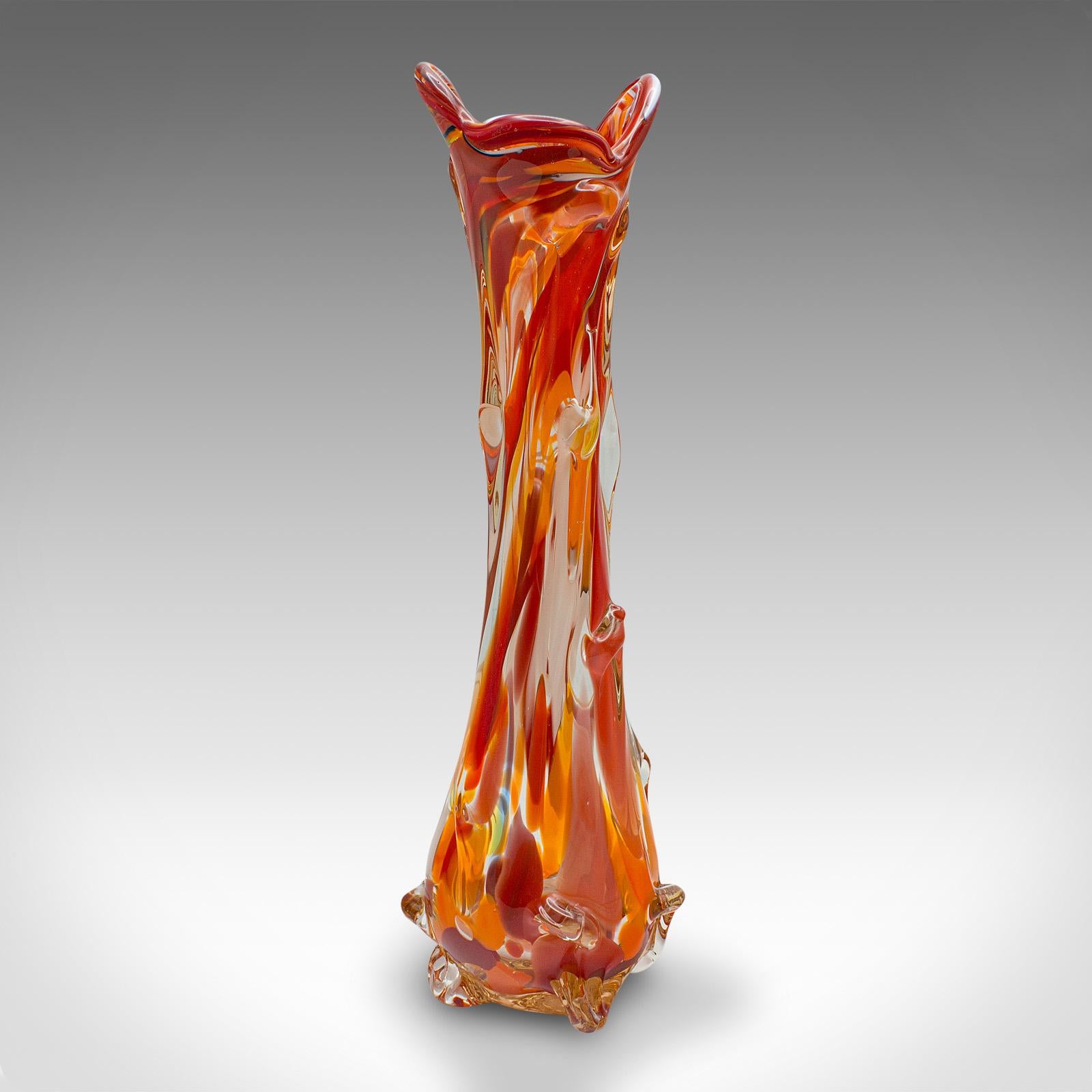 Tall Vintage Murano Explosion Vase, Italian, Art Glass, Flower Sleeve, C.1970 In Good Condition For Sale In Hele, Devon, GB