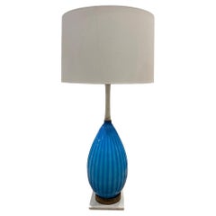 Lámpara alta vintage de Murano con base y cuello de mármol