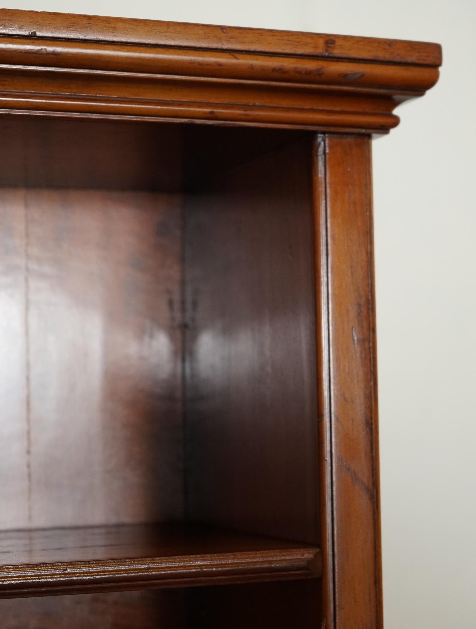 20th Century TALL ViNTAGE OPEN SOLID WOOD BOOKCASE WITH ADJUSTABLE SHELVES