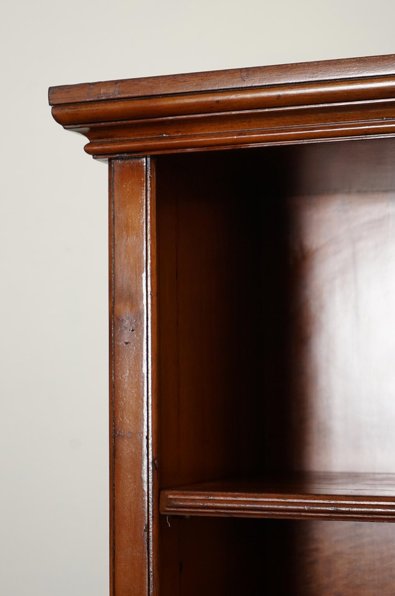 Hardwood TALL ViNTAGE OPEN SOLID WOOD BOOKCASE WITH ADJUSTABLE SHELVES