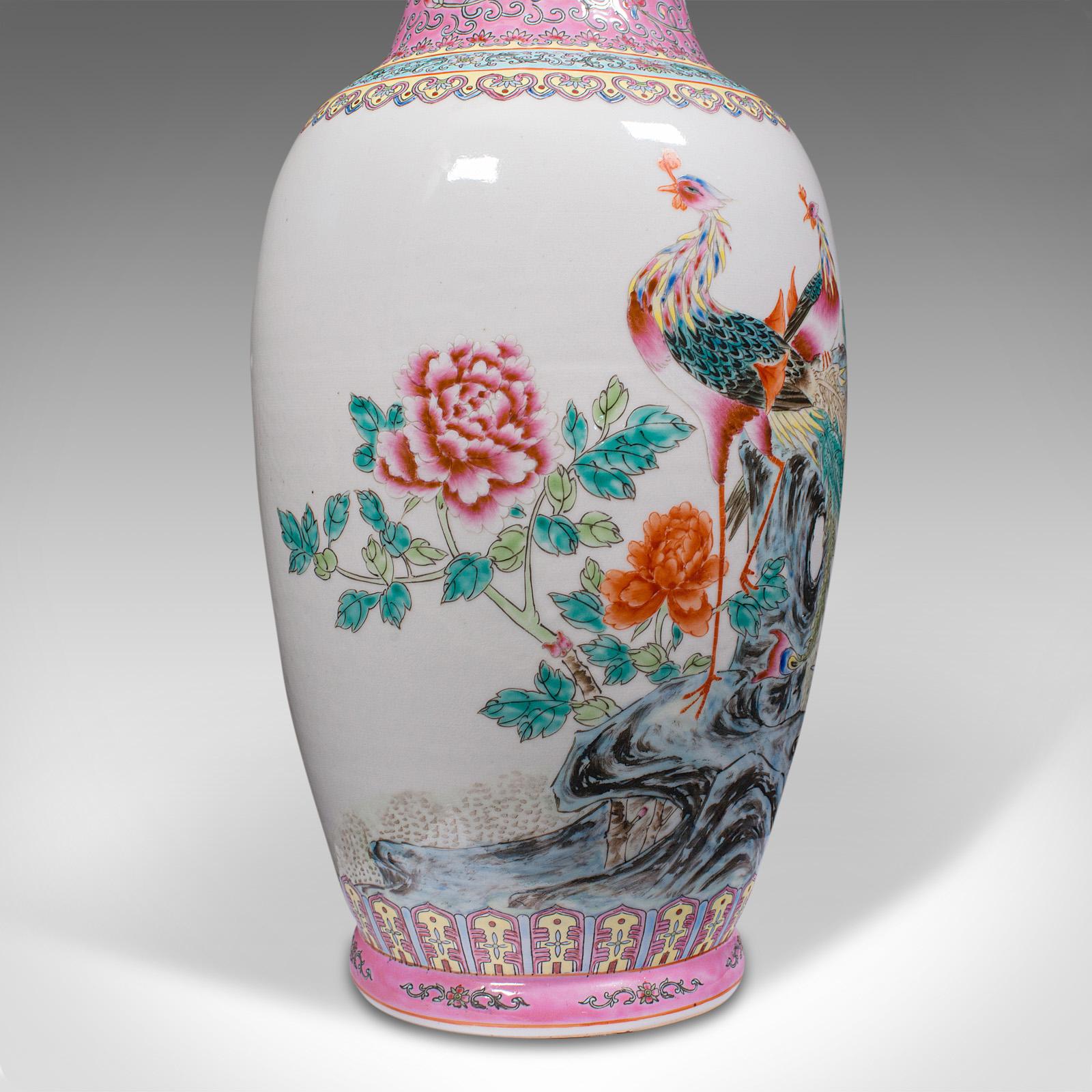 Tall Vintage Peacock Vase, Chinese, Ceramic, Decorative, Baluster Urn, Art Deco 4