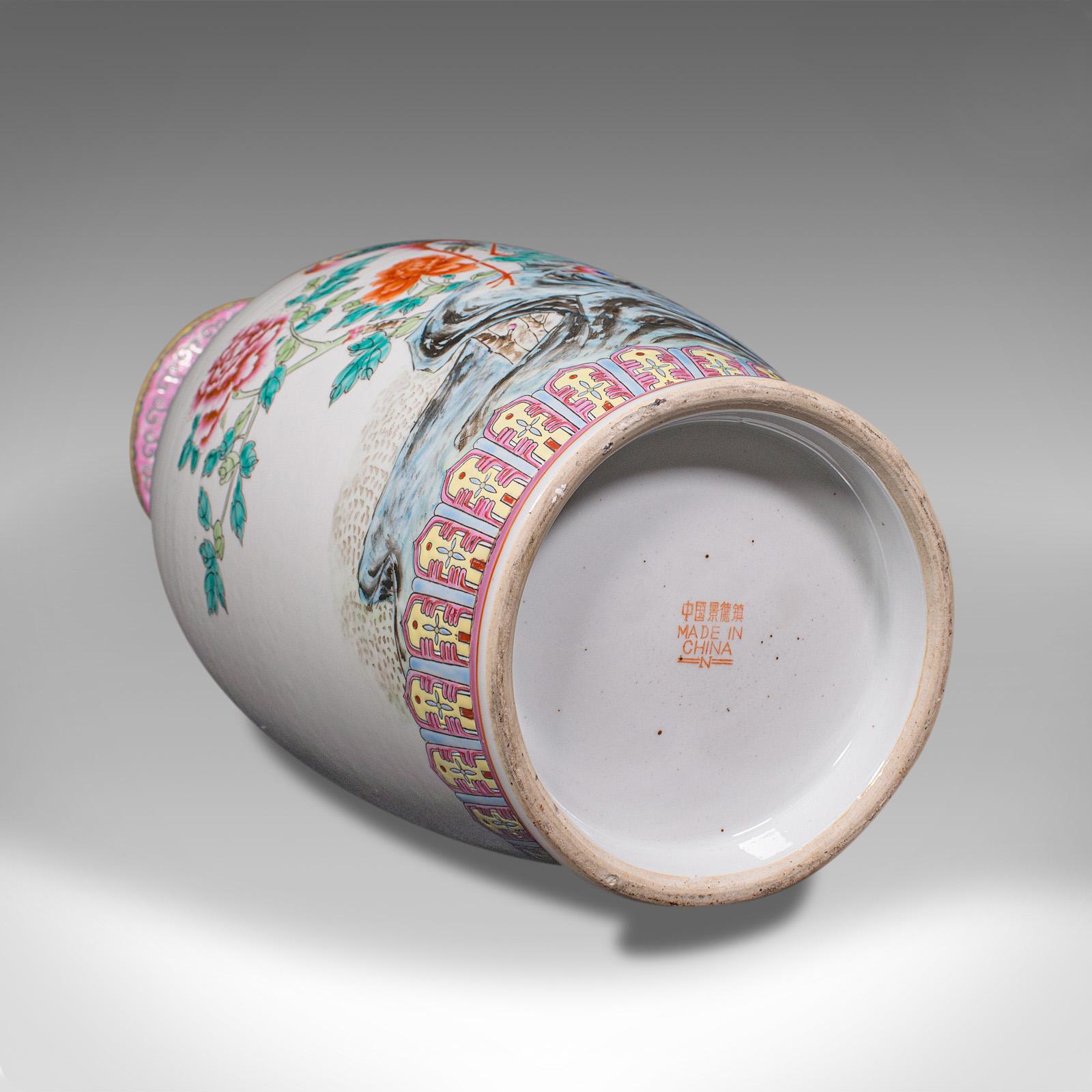 Tall Vintage Peacock Vase, Chinese, Ceramic, Decorative, Baluster Urn, Art Deco 5