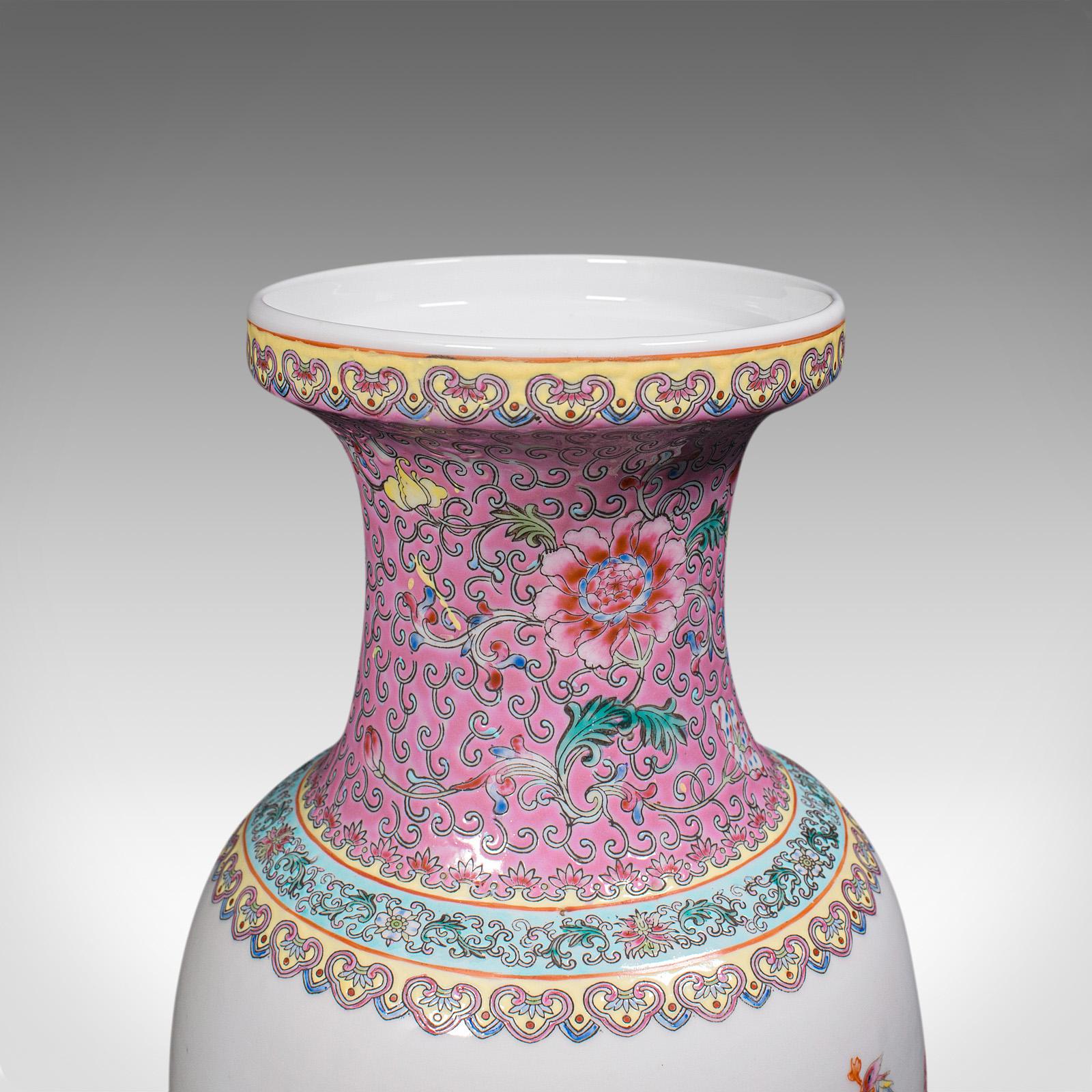 Tall Vintage Peacock Vase, Chinese, Ceramic, Decorative, Baluster Urn, Art Deco 1