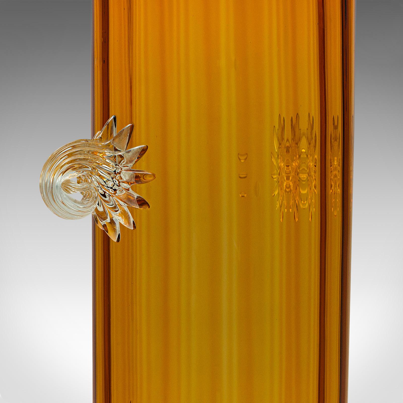 Vaso alto a coste d'epoca, francese, vetro artistico, manico di fiori, Art Deco, Circa 1930 in vendita 1