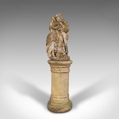 Große Vintage-Statue, englisch, restaurierter Stein, Skulptur, romantisch, um 1950