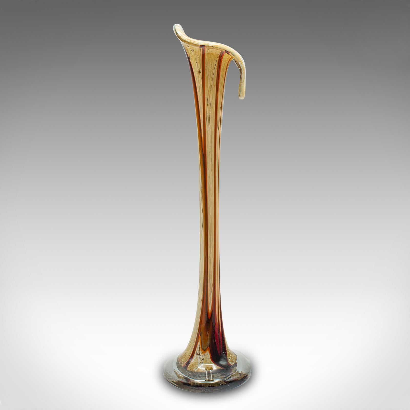 Mid-Century Modern Tall Vintage Stem Vase, Italian, Murano Glass Flower Sleeve, Mid Century, C.1960 For Sale