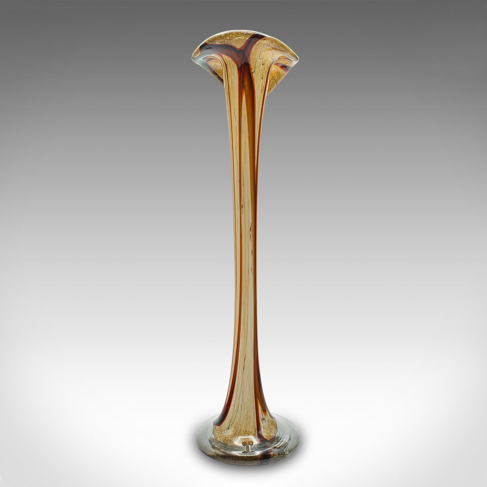 Tall Vintage Stem Vase, Italian, Murano Glass Flower Sleeve, Mid Century, C.1960 In Good Condition For Sale In Hele, Devon, GB