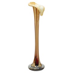 Tall Vintage Stem Vase, Italian, Murano Glass Flower Sleeve, Mid Century, C.1960