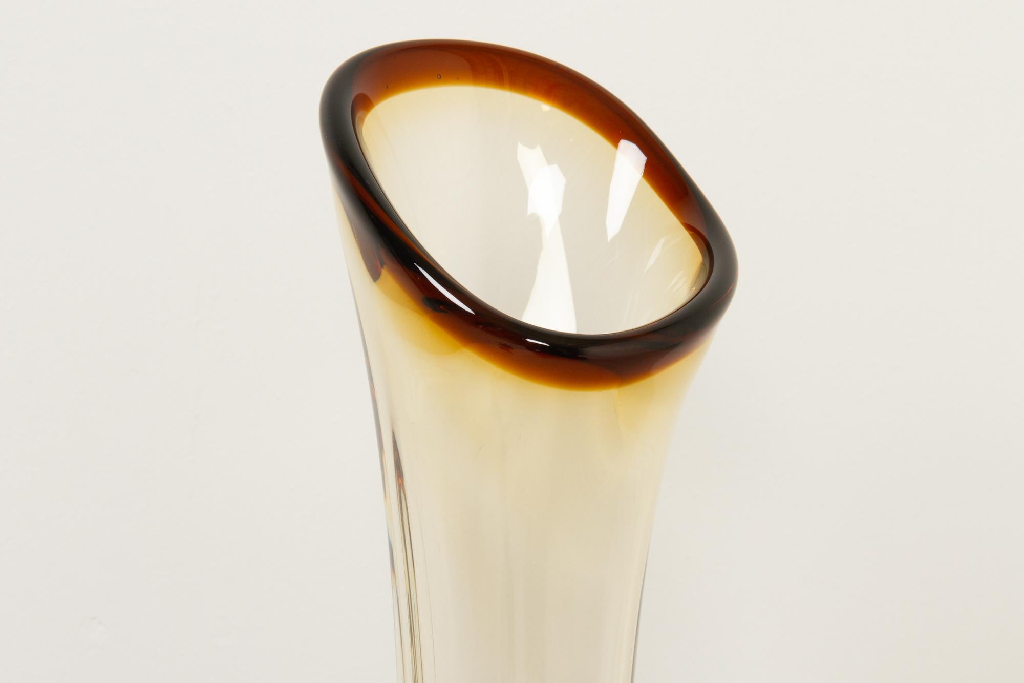 Mid-Century Modern Tall Vintage Swedish Glass Vase, Mid-20th Century For Sale