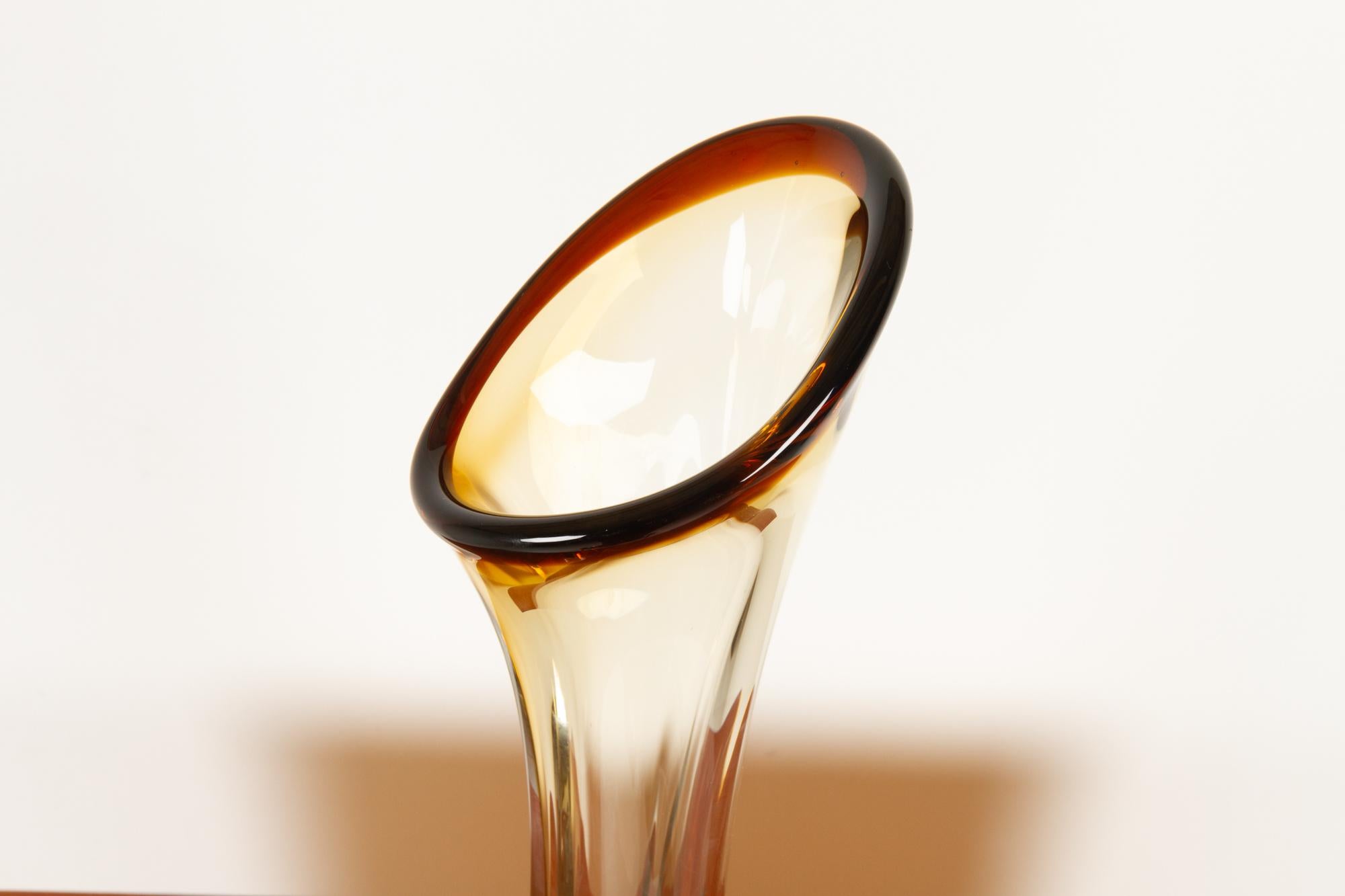 Blown Glass Tall Vintage Swedish Glass Vase, Mid-20th Century For Sale