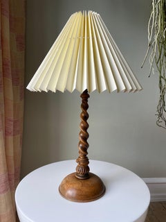 Tall Vintage Swirling Wooden Table Lamp, 1960s