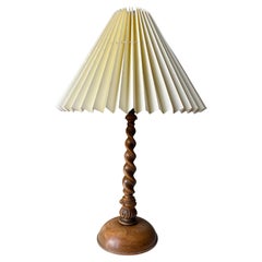 Tall Vintage Swirling Wooden Table Lamp, 1960s