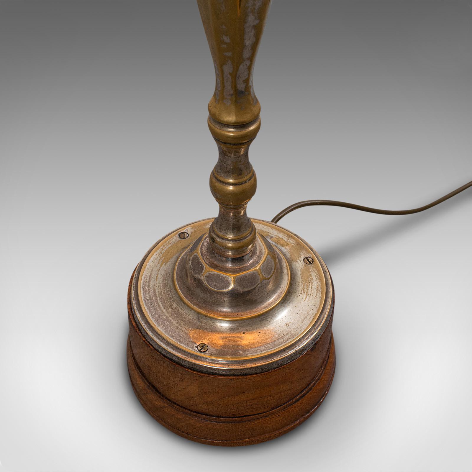 Tall Vintage Table Lamp, English, Walnut, Silver Plate, Side Light, circa 1930 3