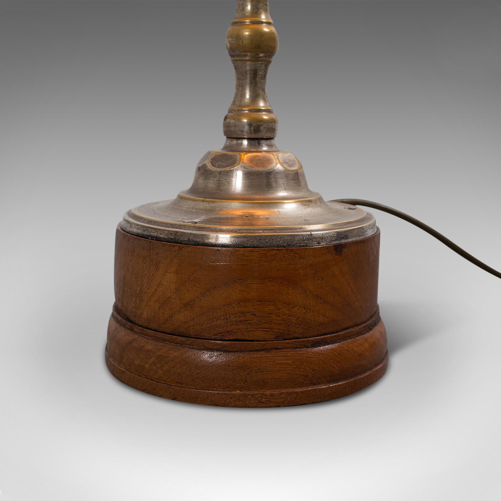 Tall Vintage Table Lamp, English, Walnut, Silver Plate, Side Light, circa 1930 4