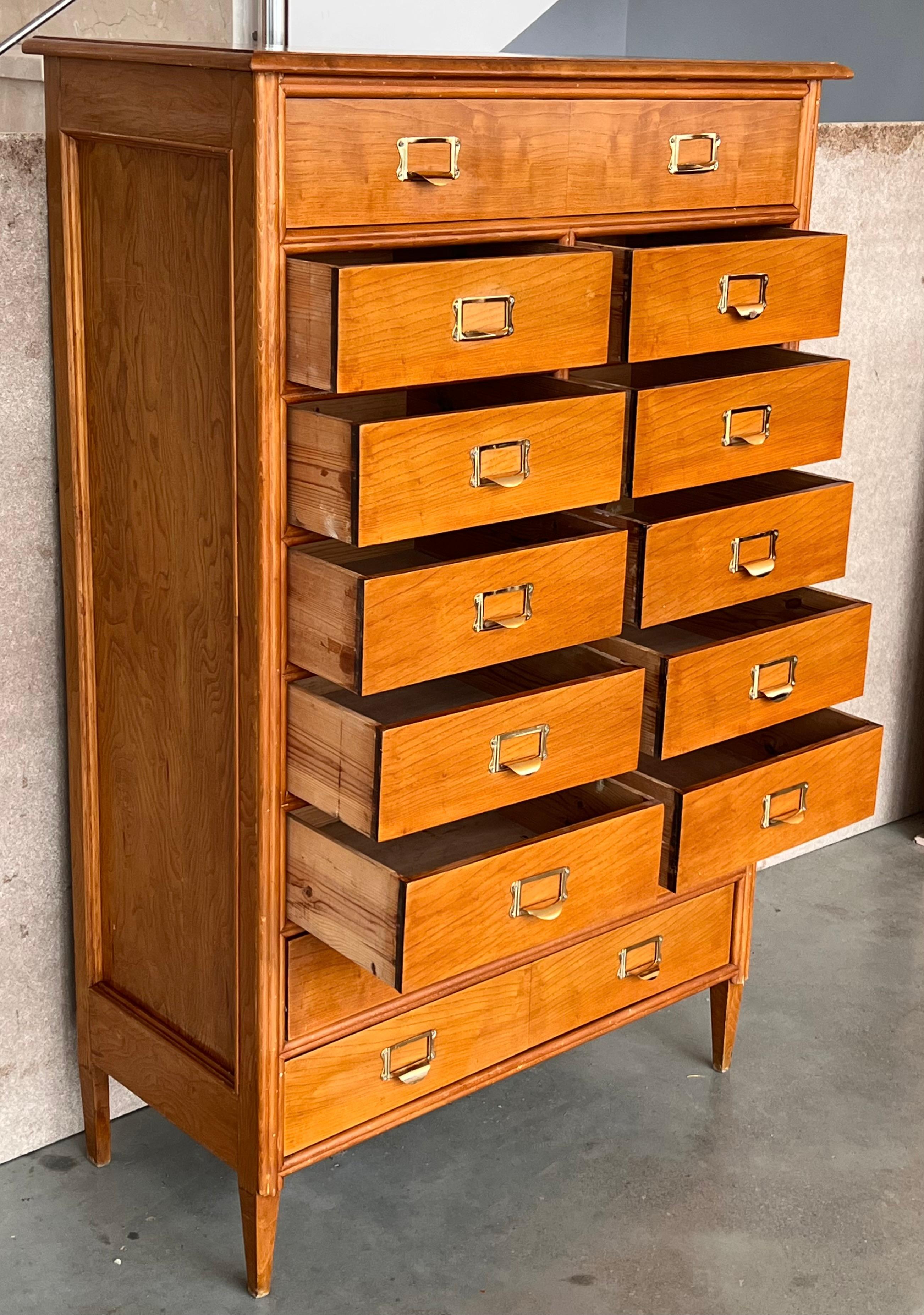 Tall Vintage Tall Teak Wood Campaign Highboy Chest in Style of Bernhardt For Sale 3