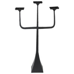 Tall Vintage Three-Arm Iron Candelabra Stand